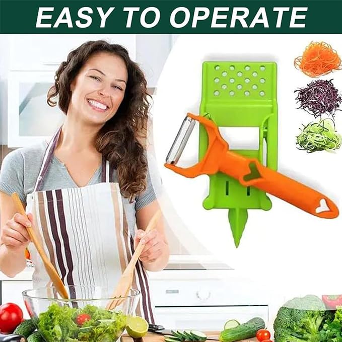 Pelador Multifuncional 2-En-1, Multi Cutter and Julienne Set with Grating Plate, Multifunctional Kitchenware Set, For Fruits and Vegetables (3pcs)