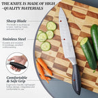 Kitchen Knife Set, Retrosohoo 8-Piece Grey Sharp Non-Stick Coated Chef Knives Block Set,Stainless Steel Knife Set for Kitchen with Sharpener for Cutting Slicing Dicing Chopping (Grey)