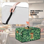 Highland Cow Four Leaf Clover Print Toaster Oven Cover Microwave Cover for Kitchen Countertop Appliance Dust Protector Decorative Oven Accessories for St. Patrick's Day Decor, Green, L