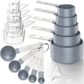16PCS Measuring Cups and Spoons Set, Measuring Spoon Set with Metric and US Measurements, Fits for Measuring Dry and Liquid (Grey)