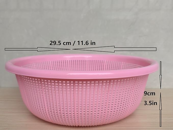 4 pcs Plastic Wash Basket Round Perforated Colander Wash Vegetables and Fruits Drain Cooked Pasta Kitchen Essentials Food Strainer Basket Strainer Kitchen pink