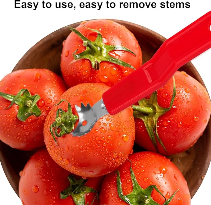 4pcs Tomato Corer Tools, Stainless Steel Strawberry Huller Fruit & Vegetable Stem Remover Practical Kitchen Tool for Dessert & Salad Prep
