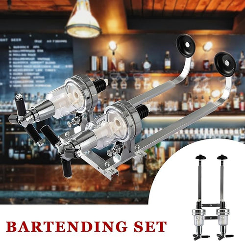 2 Bottle Wall Mounted Liquor Dispenser Bar Butler Bracket Solo Optic Spirit Wine Beer Alcohol Bottle Beverage Stand Revolving Nozzle Drinkware Set