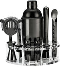 Bartender Kit Cocktail Shaker Set, Stainless Steel Cocktail Kit with 12 Piece Bar Accessories, 25oz Shaker Bar Set Drink Mixer Set with Stand Jigger Strainer Spoon Muddler for Cocktails (Black)