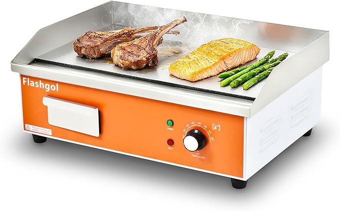 21.6 IN Nonstick Stainless Steel Electric Griddle Adjustable Temperature Control Flat Top Griddle For Smokeless Cooking/Grill at Resturant, Kitchen, Indoor, Outdoor, Camping, Commercial