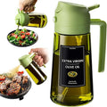 CXINYI - 16oz/470ml Olive Oil Dispenser for Kitchen with Stickers - 2 in 1 Olive Oil Sprayer for Cooking, Air Fryer, and Salad, Green (Light-Proof Kitchen Gadget)