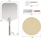 Onlyfire 4-Piece Pizza Stone Set – 15" Round Cordierite Baking Stone for Oven & Grill, 14"x16" Pizza Peel, Stainless Steel Spatula & Cutter – Complete Pizza Making Kit for Crispy Crust, Bread, BBQ