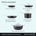 Anolon X Cookware/Pots and Pans Set, 8 Piece, Dark Gray