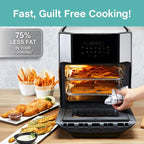 West Bend AFWB12BK13 Electric Air Fryer Oven, Countertop Air Fryer Rotisserie Combo with 10 Digital Quick Menu Presets, 1700 W, 12.6 Qt, Black
