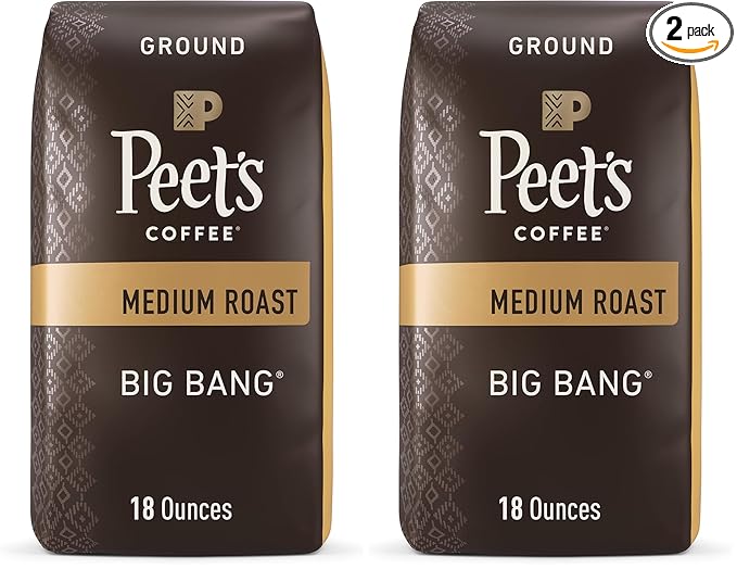 Peet's Coffee Medium Roast Ground Coffee | Big Bang | 36 Ounces | 2 Bags