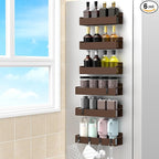 HuggieGems 6 Pack Magnetic Spice Rack Organizer for Refrigerator and Oven, Brown Fridge Organizers and Storage for Kitchen