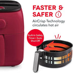 Dash Tasti-Crisp™ Air Fryer - AirCrisp® Technology - Compact Design with Adjustable Temperature Control - Nonstick Fry Basket & Auto Shut-Off Feature - 2.6 Quarts - Red