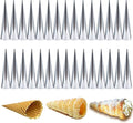 30 PCS Non-Stick Stainless Steel Cream Horn Molds - Large, 5" Big Size for DIY Cooking Danish Pastry, Lady Lock, Croissant, Ice Cream Egg Roll