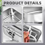 8 PCS Stainless Steel Bento Box 4-Size, Metal Lunch Box, Food Containers, Steel Lunch Container for Home, Work, Camping (550ml+850ml+1400ml+2400ml)*2
