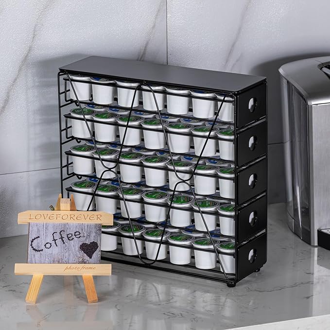 FlagShip K Cup Organizer for Keurig Pod Drawer Large Mullti Tier Coffee Pod Holder(70 Pods Capacity)