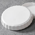 FEOOWV White Round Porcelain Quiche Pan -Non-Stick- Perfect for Baking Tart Pies and Chicken Pot Pie-Dishwasher,Dish Microwave and Oven Safe (7inch)