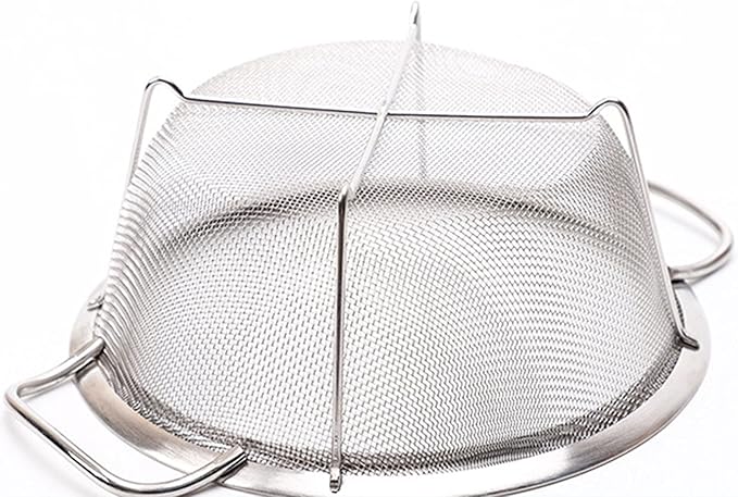 AJIODA Stainless Steel Mesh Colander Strainer Basket, 2.5 Quart Fine Mesh Net Colander with Heavy Duty Handles & Wide Rim & Resting Feet for Strain, Drain, Rinse, Fry, Steam or Cook Vegetables & Pasta
