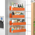 HuggieGems 4 Pack Magnetic Spice Storage Rack Organizer for Refrigerator and Oven, Orange Fridge Organizers and Storage