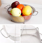 AJIODA Stainless Steel Mesh Colander Strainer Basket, 2.5 Quart Fine Mesh Net Colander with Heavy Duty Handles & Wide Rim & Resting Feet for Strain, Drain, Rinse, Fry, Steam or Cook Vegetables & Pasta