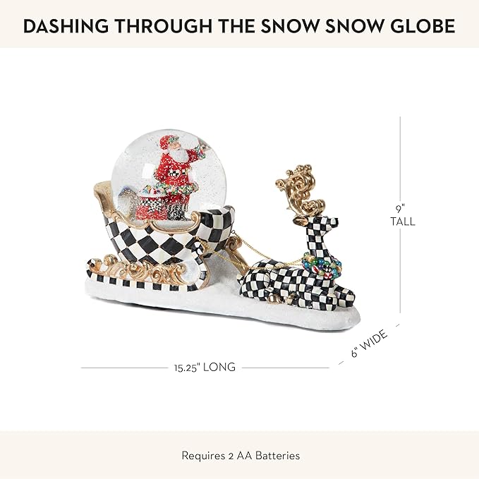 MACKENZIE-CHILDS Snow Globe, Light-Up Musical Christmas Decor for Living Room, Dashing Through The Snow