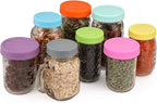 AOZITA [16 Pack] Colored Plastic Mason Jar Lids Fits Ball, Kerr & More - 8 Wide Mouth & 8 Regular Mouth - Storage Caps for Canning Jars, Dishwasher Safe & Food Grade & Leakproof