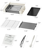 HBN Indoor Grill and Electric Griddle, 3-in-1 Smokeless Indoor Grill with Grill Rack & Nonstick Griddle & Sausage Grill Korean BBQ grill for Kitchen, Dishwasher Safe, 400F (Beige)
