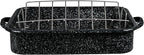 Granite Ware 19-Inch Roasting Pan With V-Rack - Nonstick Rectangular Roaster for Poultry, Baking, Broiling, Grilling - Durable Cookware for Holiday Feasts & Daily Meals - Family Size, Made of Steel