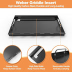 7524 Griddle Insert for Weber Genesis 300 Series E310 S310 E320 S320 S330 E330 EP310 EP320 EP330, Full Size Griddle with Handle, for Weber Grill Replacement Parts, Carbon Steel