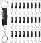 Ziliny 24 Pcs Bottle Opener Keychain Bulk Wine Bottle Beer Opener Keychain 3.27" Stainless Steel Corkscrew Waiter Corkscrew Wine Keyring Gifts for Christmas Bar Party Wedding Home (Black)