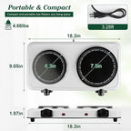 Electric Countertop Double Burner, 1800W Cooktop with Glass Hot Plate, Stepless Temperature Control, Easy to Clean, Indicator Lights, Compatible Cooking Stove for Office Home Camping RV
