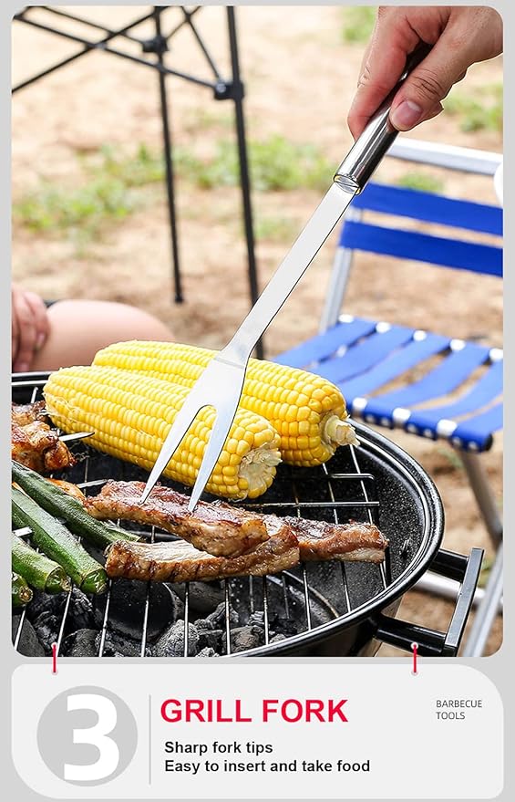 BBQ Grill BBQ Accessories, Stainless Steel Grill Tools Grilling Accessories Grill Set Barbecue Grill Accessories for Outdoor Grill, BBQ Tools Grill Utensils Grilling Tools