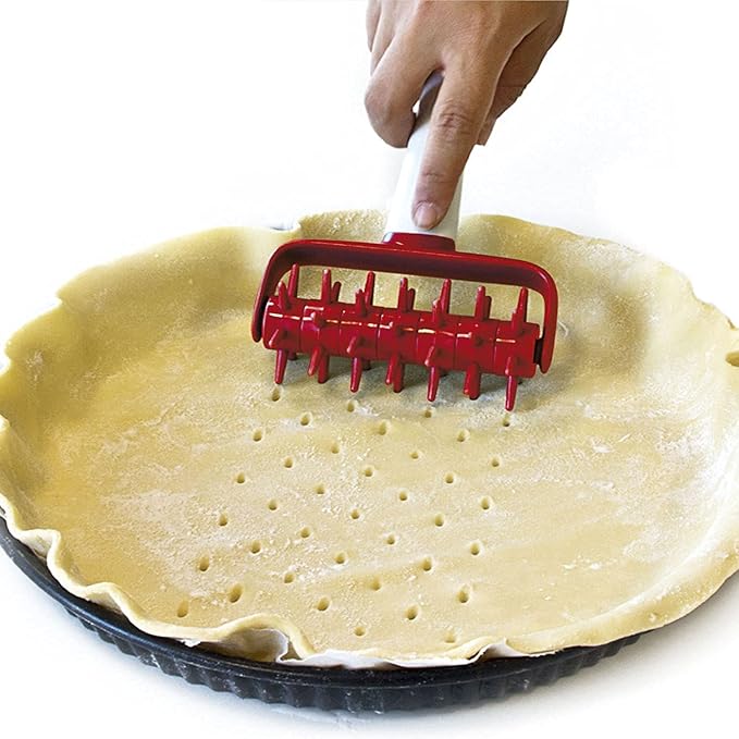 4 pcs Pizza Tool Set Including Pastry Pizza Roller, Pizza Dough Docker that Time-Saving and Dough Cutter and Silicagel Pastry Brush (4 pcs)