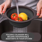 Black Silicone Collapsible Colanders - Kitchen Plastic Foldable Strainers for Pasta Small Camping Colander Bowl for Food