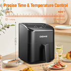 DEIME Air Fryer, Small Digital 3 Qt Airfryer Space Saving Compact, Bake, Reheat, Roasts for Quick Easy Meals, Mini Compact & Quiet, Nonstick & Dishwasher Safe Basket (Black+TR)