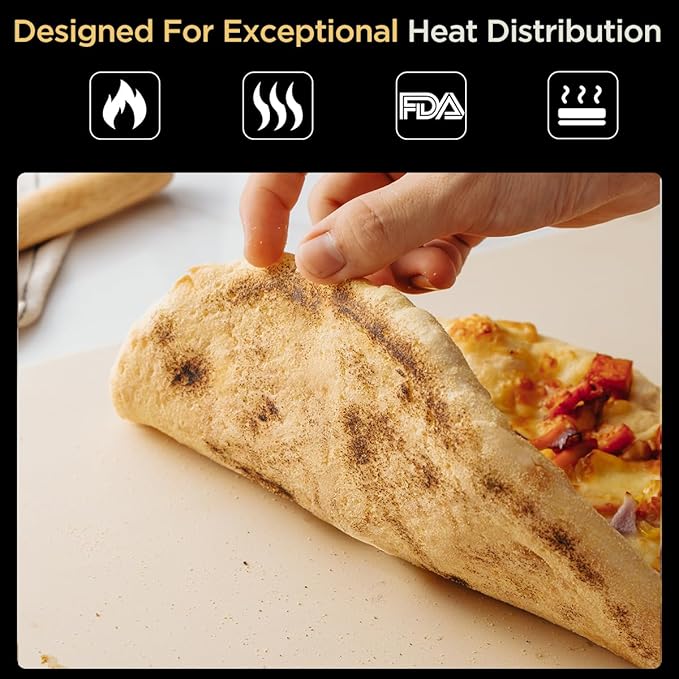 Pizza Stone for Oven and Grill, Heavy Duty Cordierite Baking Pan, Square Baking Stone for Bread, Cookie, 14x14 Inch