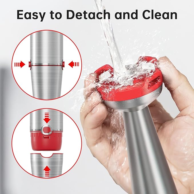 Immersion Blender Handheld Corded Hand Blenders Set 1100W, Trigger Variable Speed 5 in 1 Stick Emulsifier with Chopper, Whisk and Frother for Soup, Baby Food and Smoothies, Christmas red