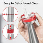 Immersion Blender Handheld Corded Hand Blenders Set 1100W, Trigger Variable Speed 5 in 1 Stick Emulsifier with Chopper, Whisk and Frother for Soup, Baby Food and Smoothies, Christmas red