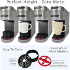 Elevate Anti-Splash Cup Riser Accessory for most Keurig K-cup, Cuisinart Single Serve, and other Coffee Makers, Adjustable for Cup Size and Drip Tray Type (Black with Red Base)