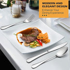 LIANYU 50-Piece Silverware Flatware Set for 10, Stainless Steel Cutlery Set Includes Fork Spoon and Knife, Kitchen Restaurant Tableware, Mirror Finished, Dishwasher Safe