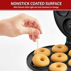 Mini Donut Maker, Durable, Nonstick Easy to Use Mini Baking Machine - Cooks 7 Mini Doughnuts at a Time - Glazed, Frosted with Sprinkles, Nuts, or Vegan Donuts, & More (White)