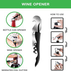 Jar Opener for Weak Hands, Seniors with Arthritis, 5 in 1 Multi Function Bottle Opener Lid Opener For Arthritic Hands with Non Slip Rubber Jar opener Gripper Pad and Corkscrew Wine Opener(GREEN)