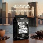 BROOKLYN COFFEE Whole Bean, Italian Dark Roast (2lb) Extra Strong, Delicious Taste, Heavenly Aroma - Fresh Bulk Coffee Beans Roasted Weekly in NYC