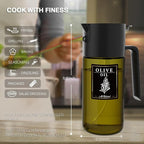 2-IN-1 500ml/17oz Light-Blocking Dark Oil Sprayer for Cooking with Sticker, Dark Green Glass Olive Oil Dispenser Bottle for Kitchen, Even Spray with Portion Control, Perfect for Air Fryer, BBQ - Black