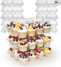 WIKDAY 12 Count x 20 Sets Plastic Cupcake Containers, Durable and BPA-Free Cupcake Holder with Lid for Easy Transport Storage, Stackable Clear Cupcake Carriers, Reusable Dessert Boxes