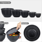 Greentainer Plastic Mixing Bowls with Lids Set for Kitchen, 5 Set Nesting Bowls for Mixing, Baking, Prepping, Cooking and Serving Food, Mixing Bowls Dishwasher, Microwave Safe