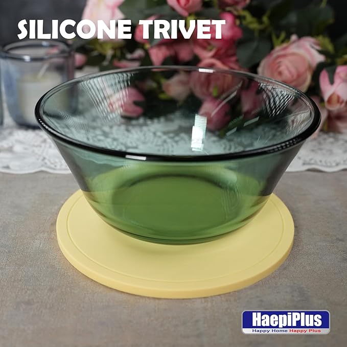 4 Pieces Silicone Trivet Mats, Pot Holders, Kitchen Tools, Heat Resistant Non-Slip Pads for Dishes, Bowls, Jar Opener, Easy to Wash and Dry Pan Cushions (Yellow)