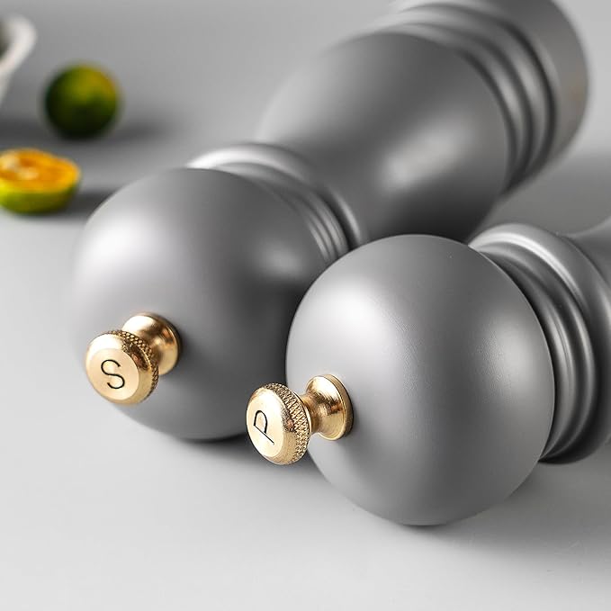 Salt and Pepper Grinder Pepper Mill Grinder Pepper Grinders Shakers Salt Mill Set of 2 with Adjustable Ceramic Rotor 7 Inch Grey
