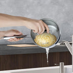 SLOTTET Tri-Ply Whole-Clad Stainless Steel Saucepan with Steamer,2.5 Qt Small Multipurpose Pot with Pour Spout,Strainer Glass Lid, 2 Quart Sauce Pan for Cooking with Stay-cool Handle.