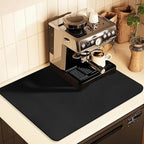 Coffee Mat for Countertops,Coffee Bar Accessories Fit Under Coffee Maker Espresso Machine, Absorbent Hide Stain Rubber Mat for Countertop,Dish Drying Mat for Kitchen Counter (Black, 16"x24")