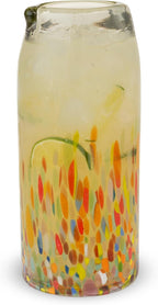 Segunda Vida Artistico Recycled Glass Carafe, Hand Blown Pitcher, Home Cocktail Bar Gifts, Colored Mexican Pitcher, 42oz Set of 1